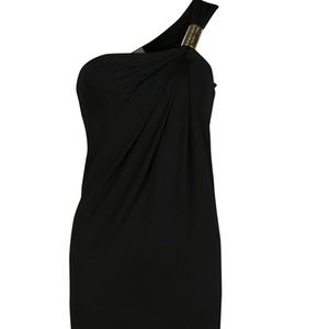 MK one shoulder black dress gold detail size 6